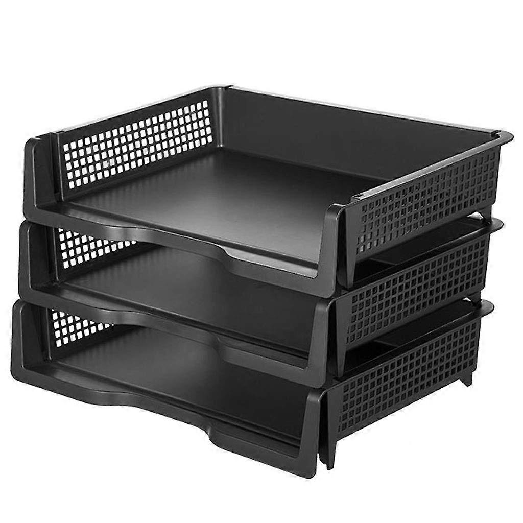 Stackable File Tray Desk File Organizer, Plastic A4 Paper Document Tray for Office