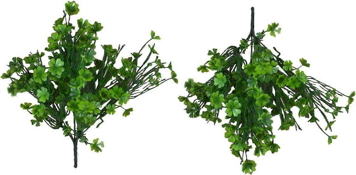 Faux Four Leaf Clover Artificial Plant Decor 2pcs Simulated