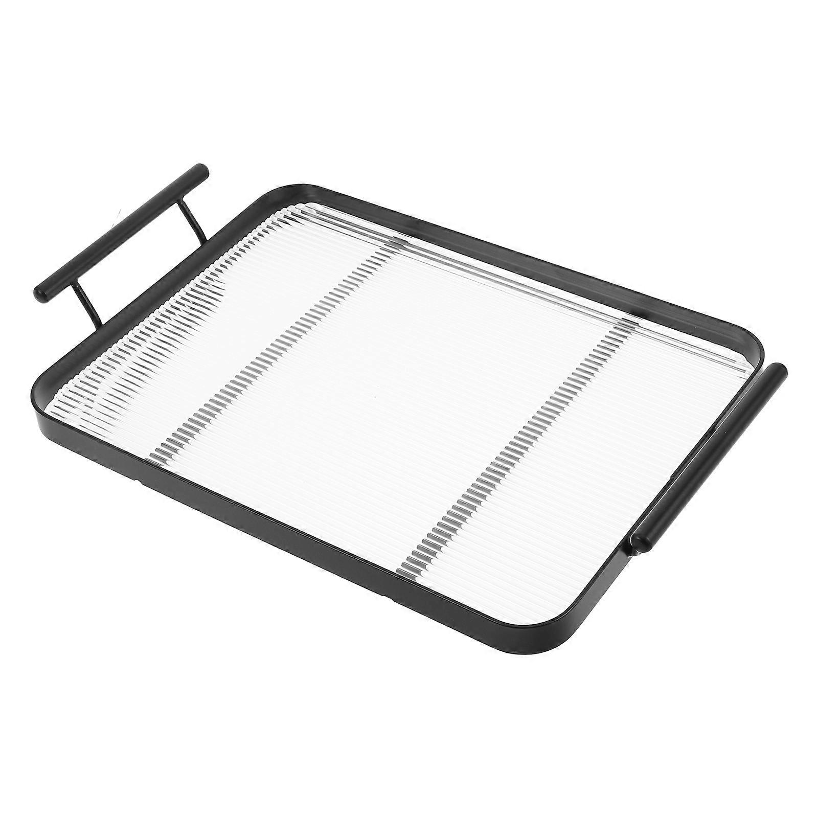 Rectangle Tea Serving Tray for Storage with Handles Multipurpose Design