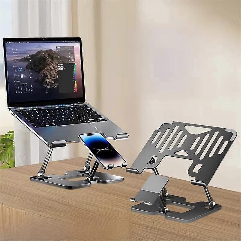 2-In-1 Foldable Laptop Tablet Stand Riser With Phone Holder