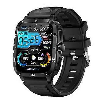 Robuste Militär-Smartwatch für Herren, 1,96"-HD-Bildschirm, 3 ATM, Anrufe, Herzfrequenz & Schlafüberwachung, über 100 Sportarten (Schwarz)