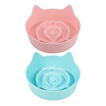 2pcs bol d’alimentation pour chat avec base antidérapante Mangeoire lente pour chats Plat de nourriture pour animaux de compagnie Bol d’alimentation lente pour chatons Assiette d’alimentation pour animaux de compagnie