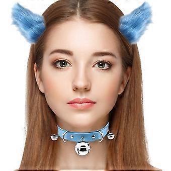 XEPST Ensemble Queue et Oreilles, Queue de Chat Deguisement de Renard Cosplay Costume, Blanc Longue Queue de Renard en Fausse Fourrure avec Oreilles