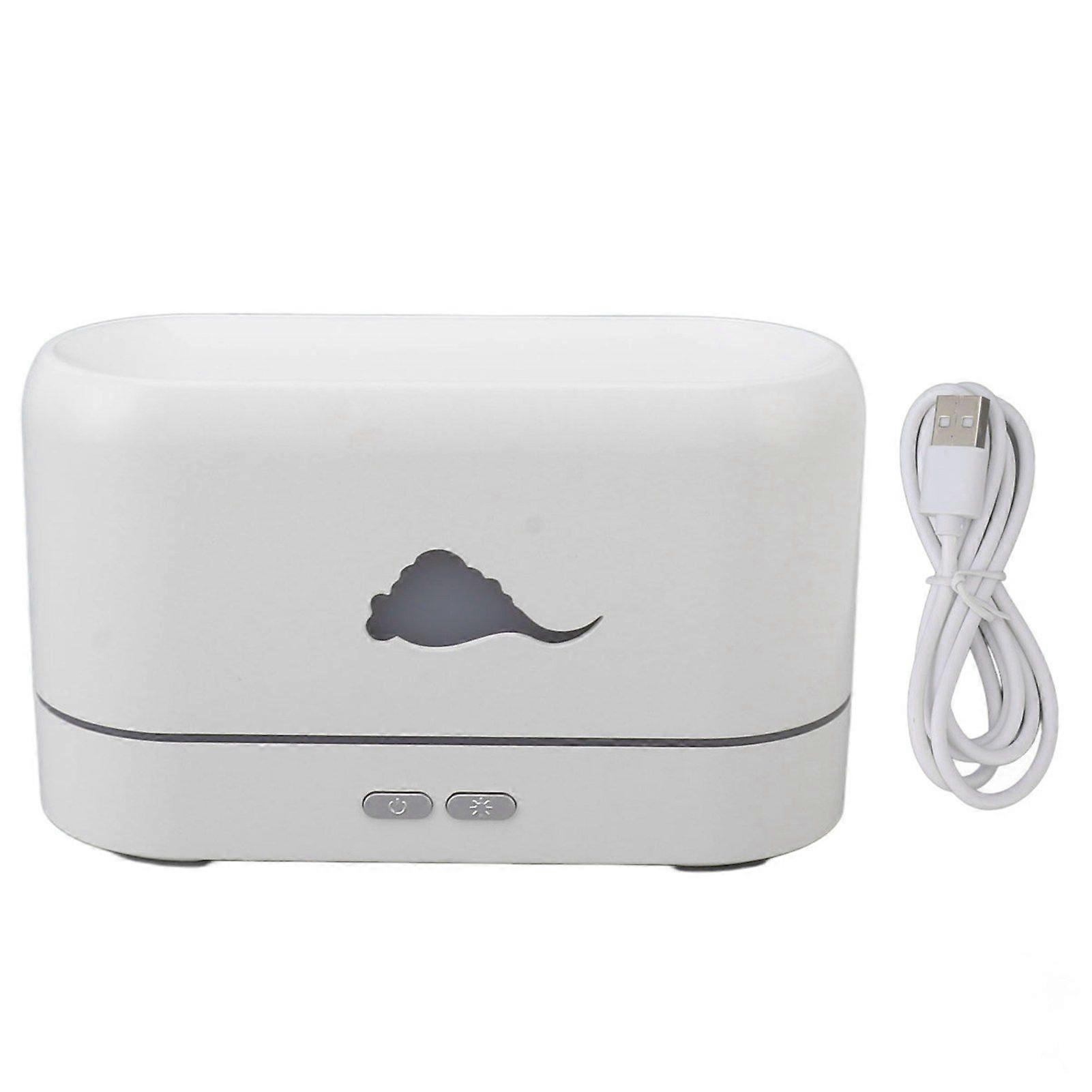 Flame Aroma Diffuser Bluetooth Flame Aromatherapy Humidifier 3D Flame Essential Oil Diffuser for Bedroom Office Dormitory White