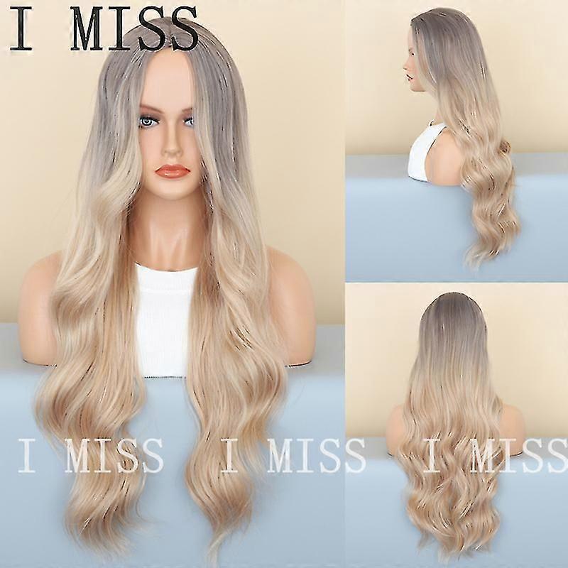 Gray Blonde Gradient Large Wavy Natural Synthetic Wig