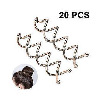 Z6 20 Spiral Hair Pins Twist Clips Round Hair Clips Hair Styling Spiral For Diy Hair Style Pins Twist Clips-Rose Gold