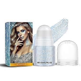 Glitter Roll-On, Dazzling Blue Highlighter, Long-lasting Natural Shimmer for Body and Collarbone, Party and Everyday Makeup