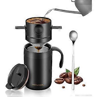 Koffieset voor op de camping — Draagbare koffieset voor op reis, kamperen, kantoor en backpacken (473 ml)