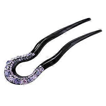 2 Pieces U Shape Hair Fork Elegant Hair Barrette Comb Rhinestones Decorative Hair Pins Stick Fashion Hair Accessories for Women Buns
