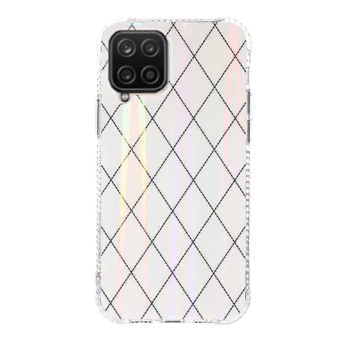 For Samsung Galaxy A12 TPU Diamond Pattern Protective Case Cover White