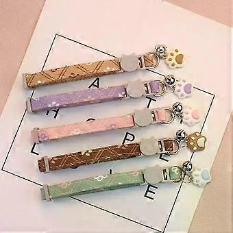 1PCS Cute Neck Pet Collar with Bell for Small Dogs Puppy Kitten Stuff Things Accessories Adjustable Footprint Cat Breakaway Collar