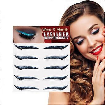 Glitter Eyeliner Stickers - Easy Peel and Stick Self Adhesive Blue Design for Parties and Festivals