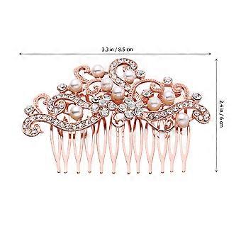 Exquisite Braut Haarkamm zarte Kopfbedeckung Kopfschmuck Brautkleid Accessoires Party Haarschmuck für weibliche Frauen (Roségold)