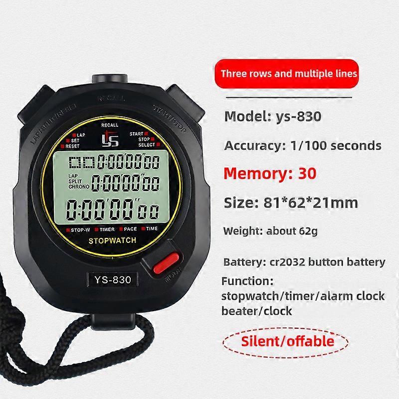 Stopwatch, Seconds Precision Digital Timer, Waterproof 10LAP