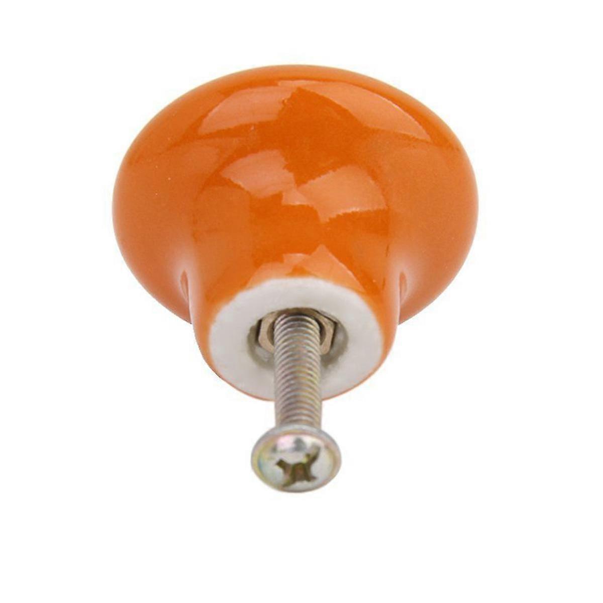 5pcs Durable Round Ceramic Kitchen Cupboard Cabinet Drawer Door Knobs Pull Handles - Size S (Orange)