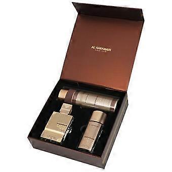 Set Al Haramain Amber Oud Gold Edition Extreme Perfumes Extrait de Parfum 75ml + Extrait de Parfum 30ml + Deodorant Body Spray 200ml