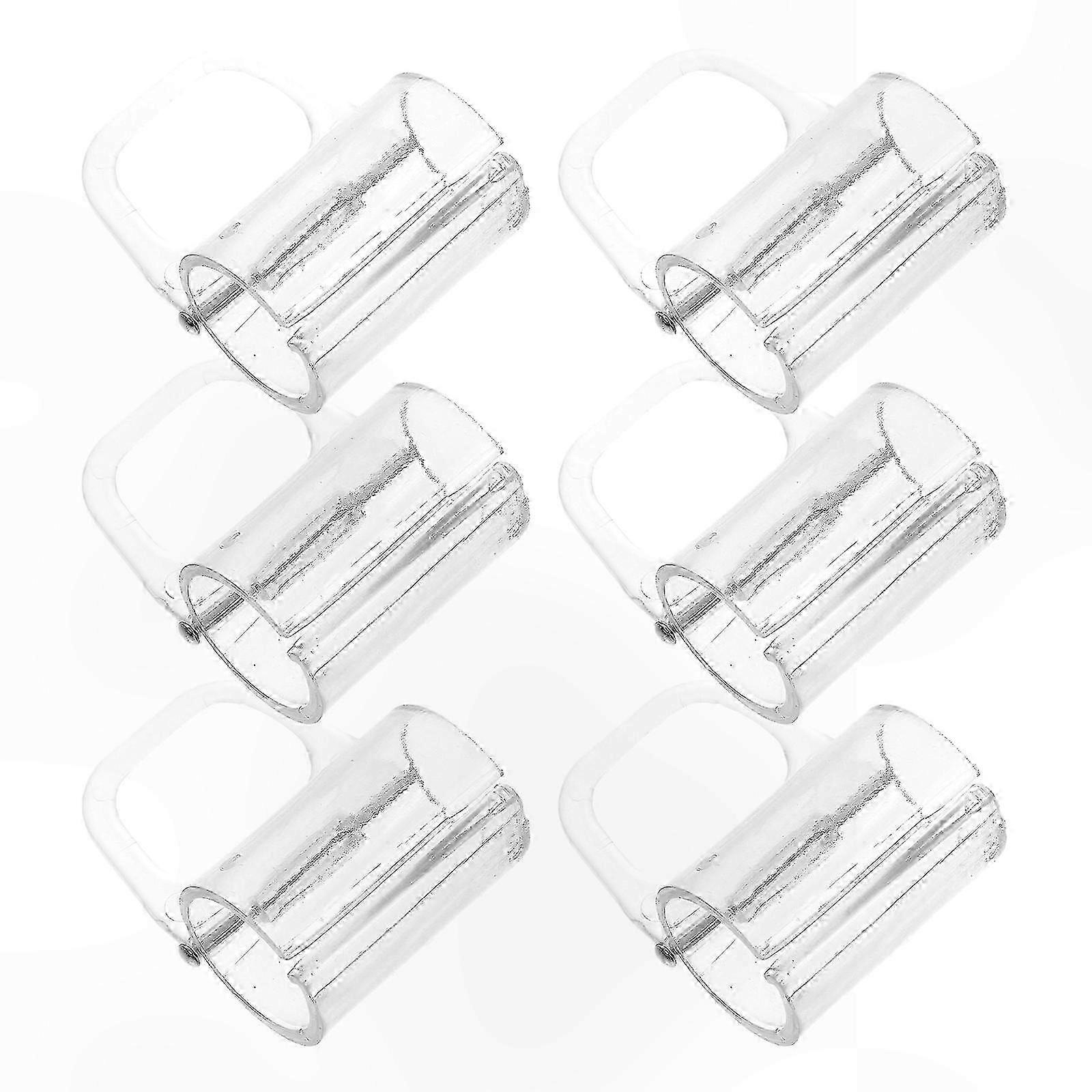 Cordless Roller Shade Pull Down Handle Clips, 6-Pack Transparent Handle Clamps Compatible with Pull Fit Window Blinds