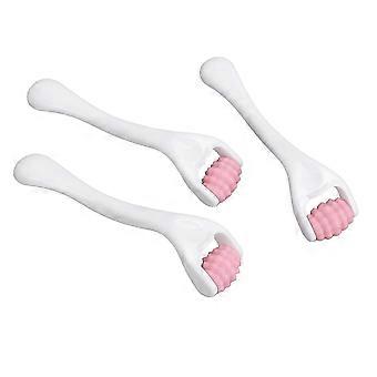 Roze siliconen gezichtsmassageroller set van 3 stuks voor gezichtsverzorging op meerdere zones met antislip handvat