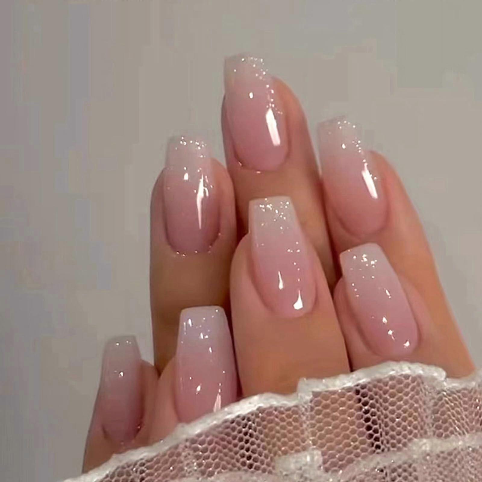 Gradient Pink Glitter Press On Nails