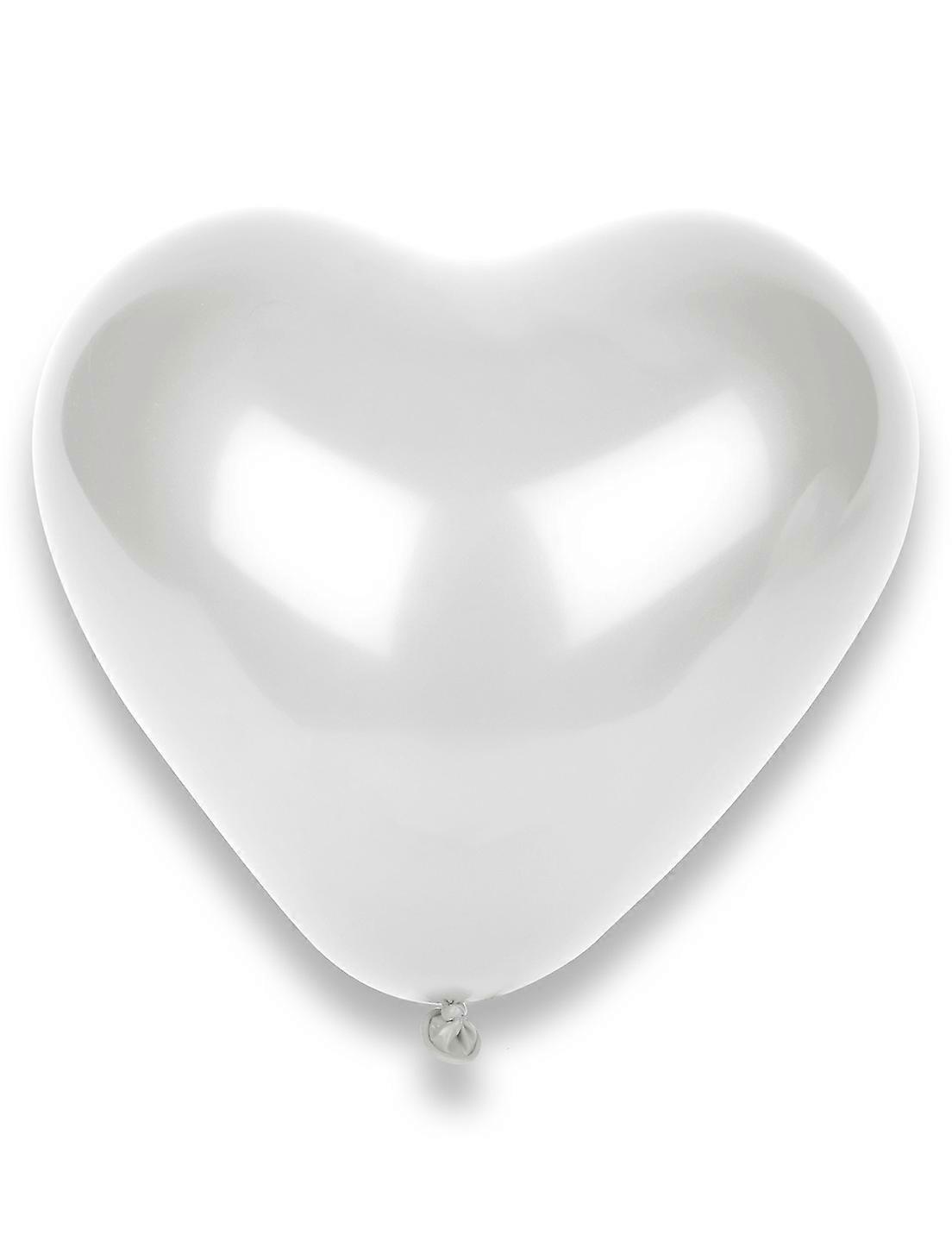 50 white heart balloons 32 cm
