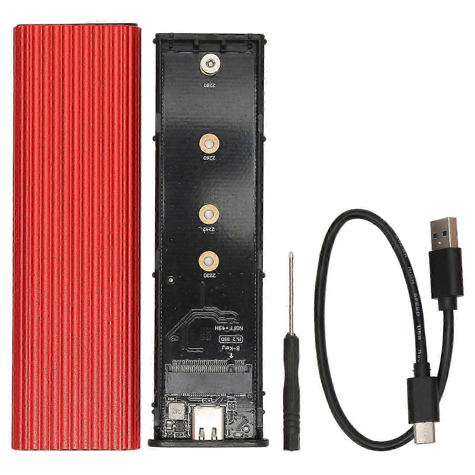 M.2 SSD Enclosure Adapter Tool Free Installation USB C 3.1 NGFF Protocol Red Mobile External Computer SSD