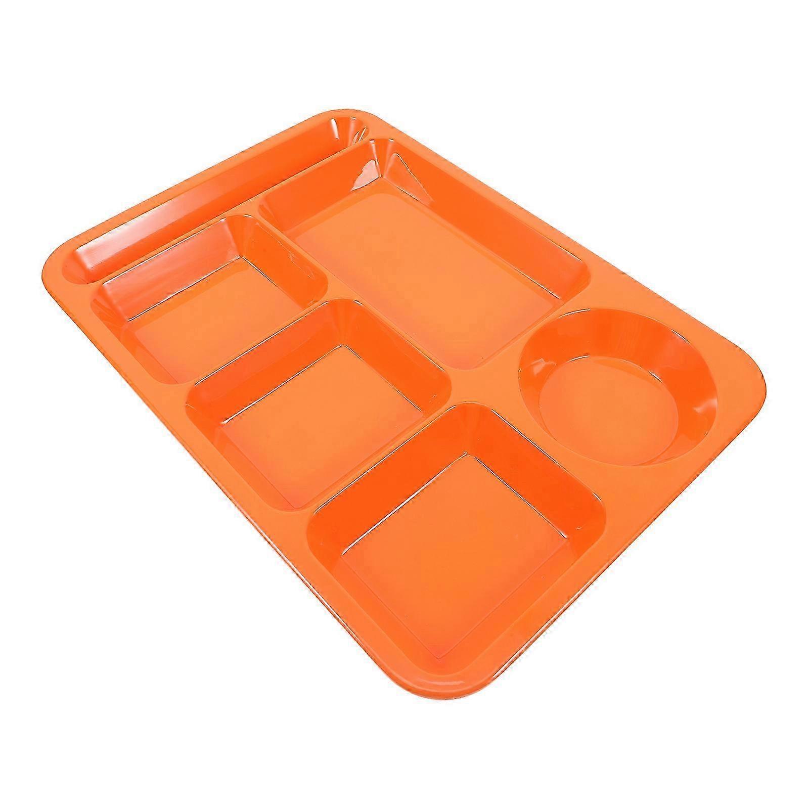 Plastic Separating Dish Divided Compartments Plate Anti-fall Rice Tray Practical Tableware compatible with Home (Orange)