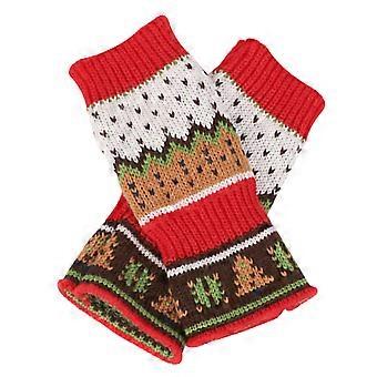 Luvas sem dedos tricotadas para uso no inverno, conjunto de 2 unidades, vermelhas, para aquecer os braços.