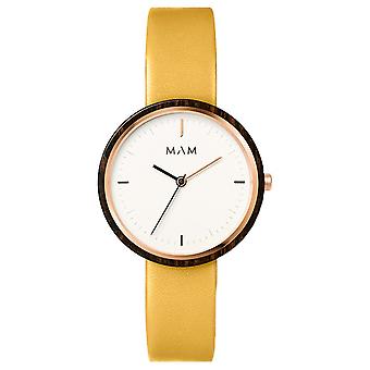 Mam Flat Watches Zegarek dla kobiet Analog kwarcowy z bransoletką ze skóry bydlęcej 662