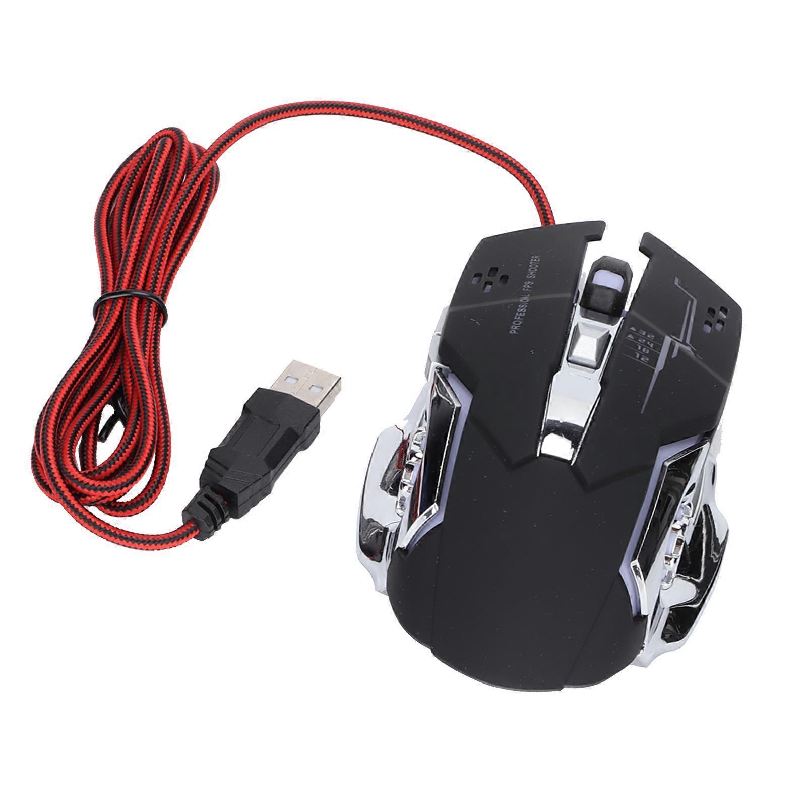 Wired Mouse Black USB Port Gaming Lighting Adjustable Optical Computer Accessories