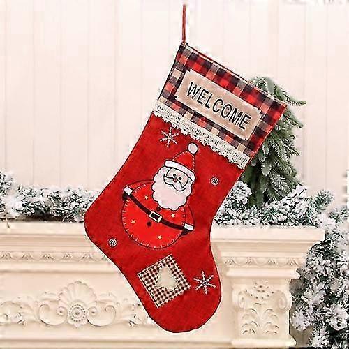 Festive Flannel Stocking Drawstring Pouch