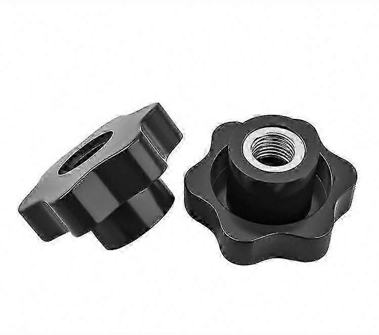 M12 Black Torx Thumb Nuts - 2 Pcs Mechanical Threaded Star Clamping Knobs