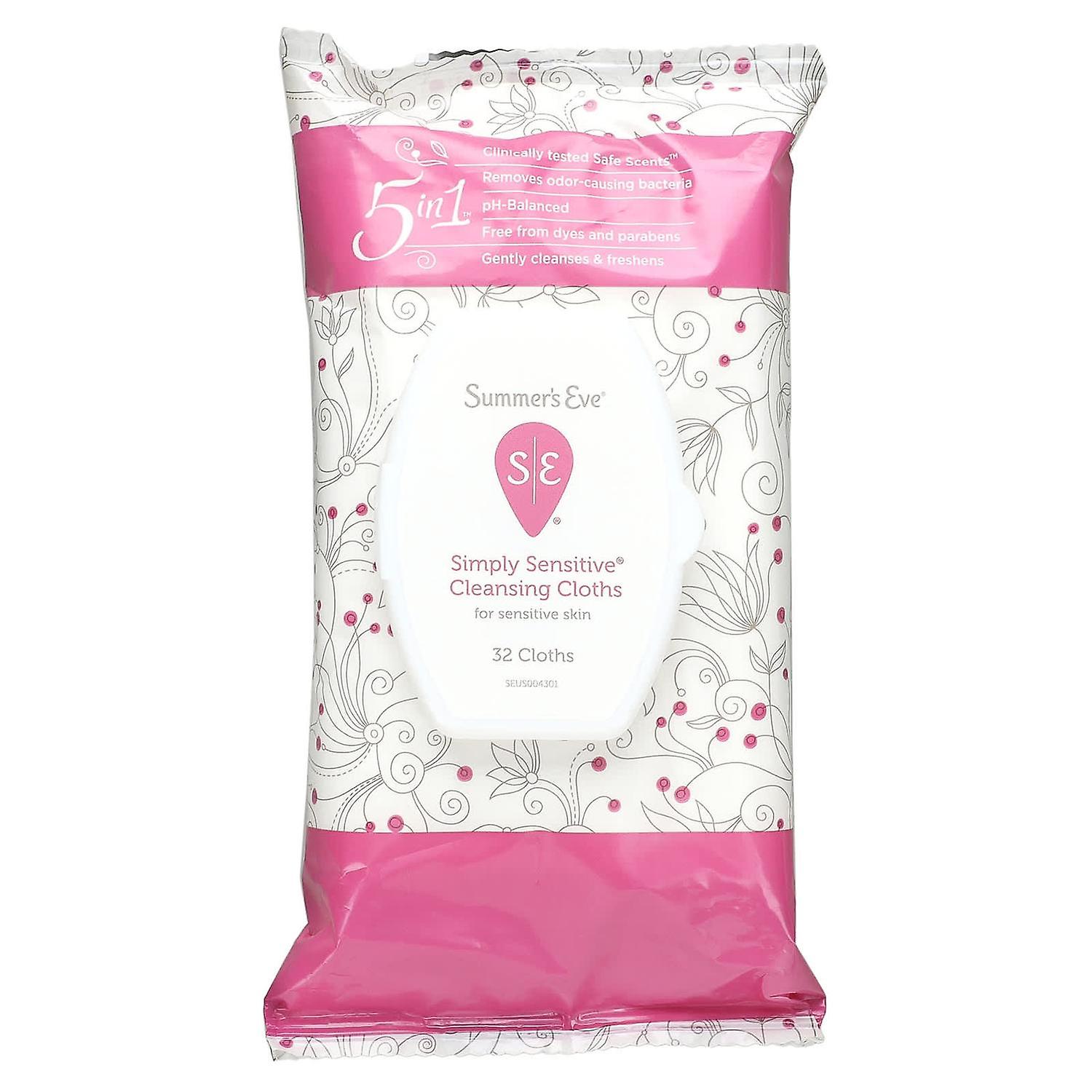 Summer's Eve, 5 in 1 Cleansing Cloths, Simply Sensitive, 32 Cloths