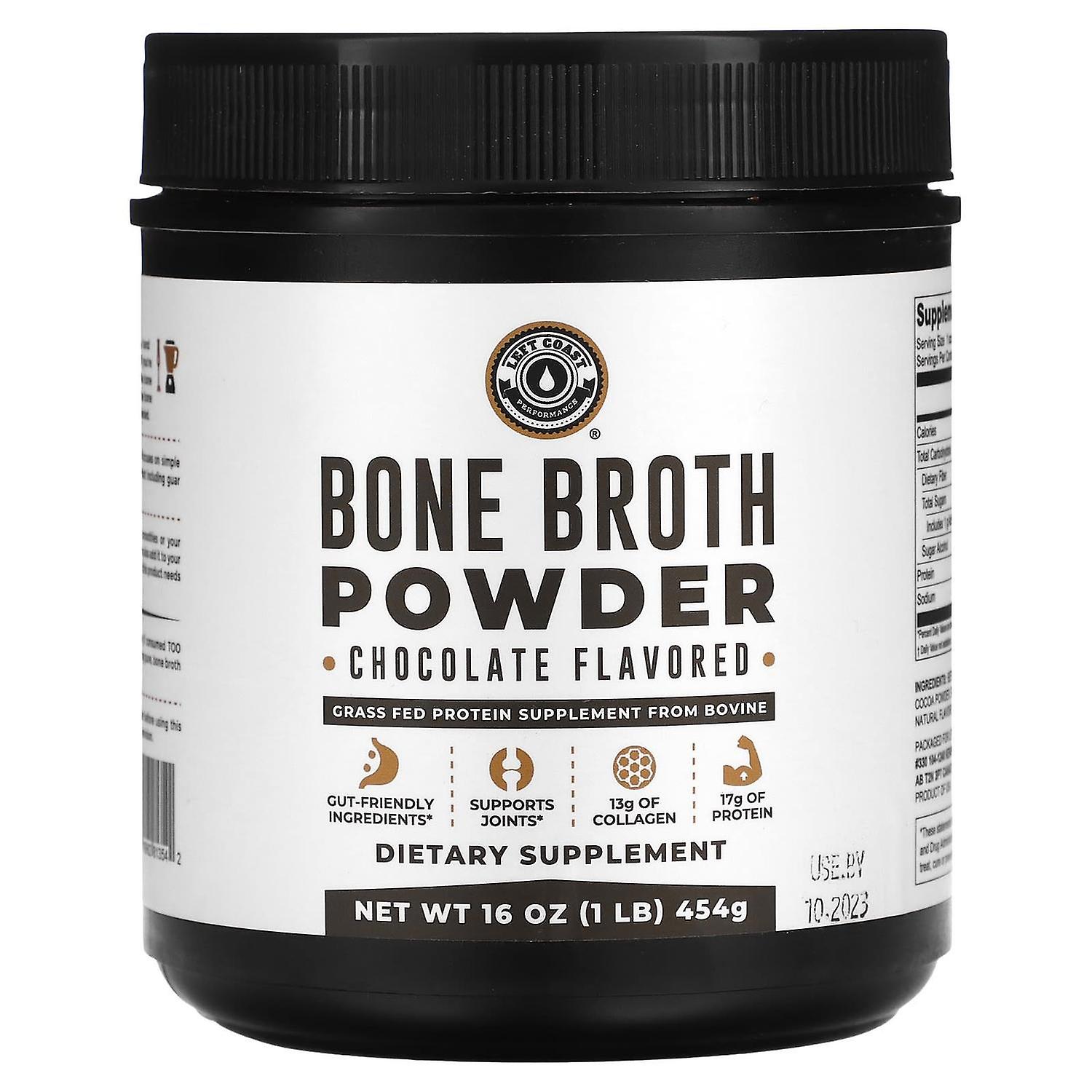 Left Coast Performance, Bone Broth Powder, Chocolate, 1 lb (454 g)