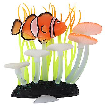 Simulación de fluorescencia de plantas de acuario de hongos artificiales Decoraciones de plantas de coral de hongos para acuario de pecera
