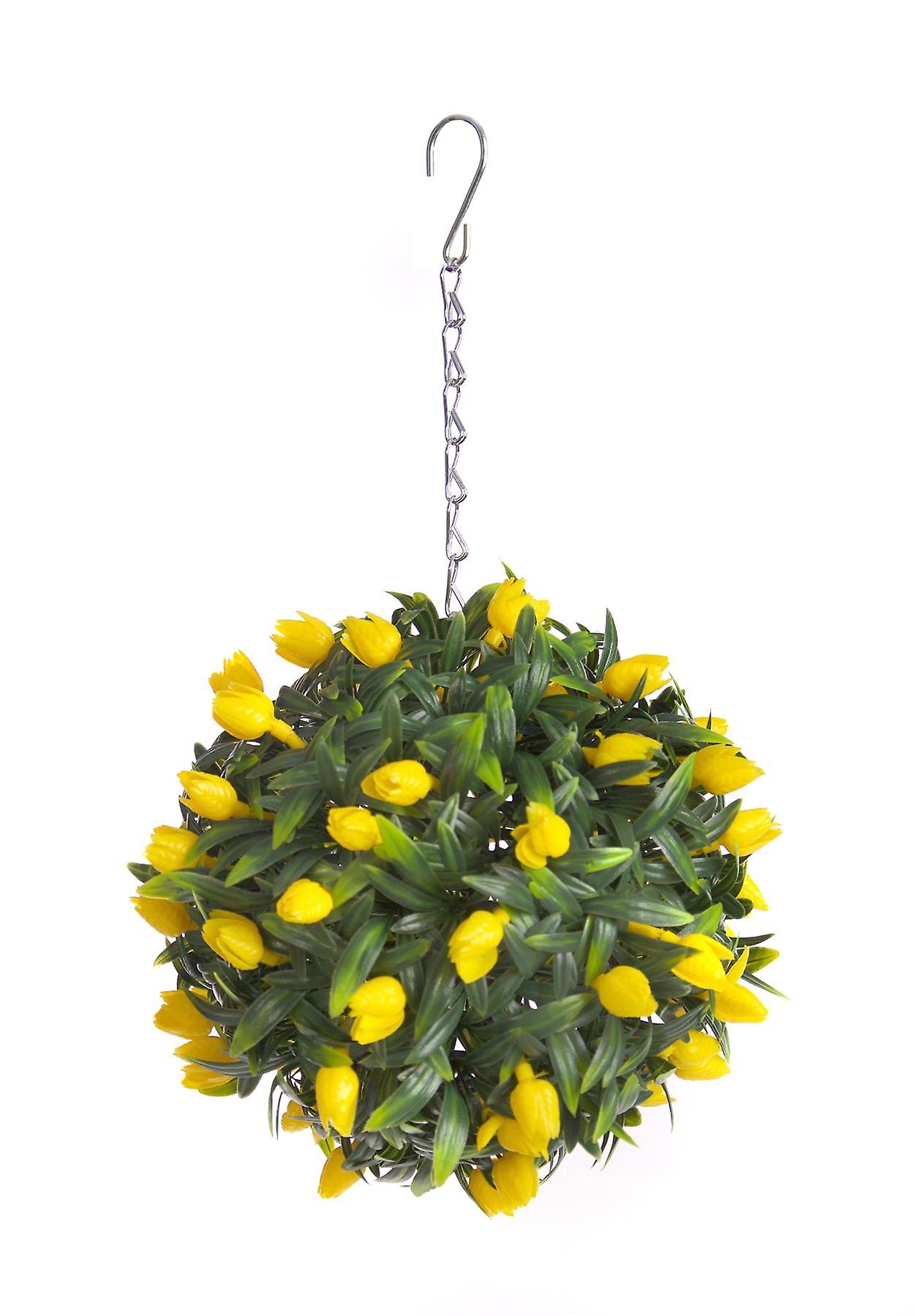 Meilleure boule de tulipe jaune artificielle de 24 cm