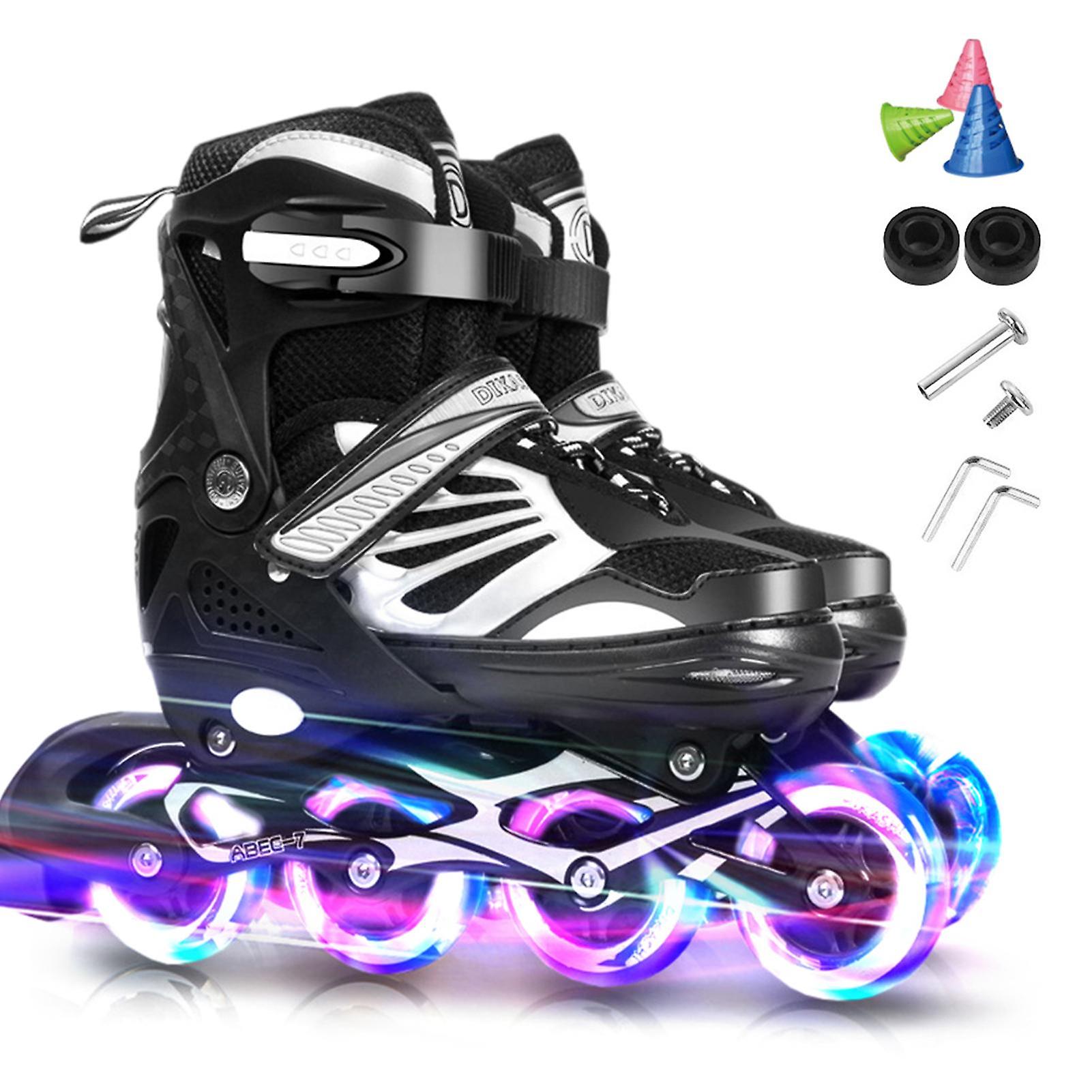 Skate Shoes for Kids Adjustable Illuminating Inline Skates with Light Up Wheels for Kids and Youth