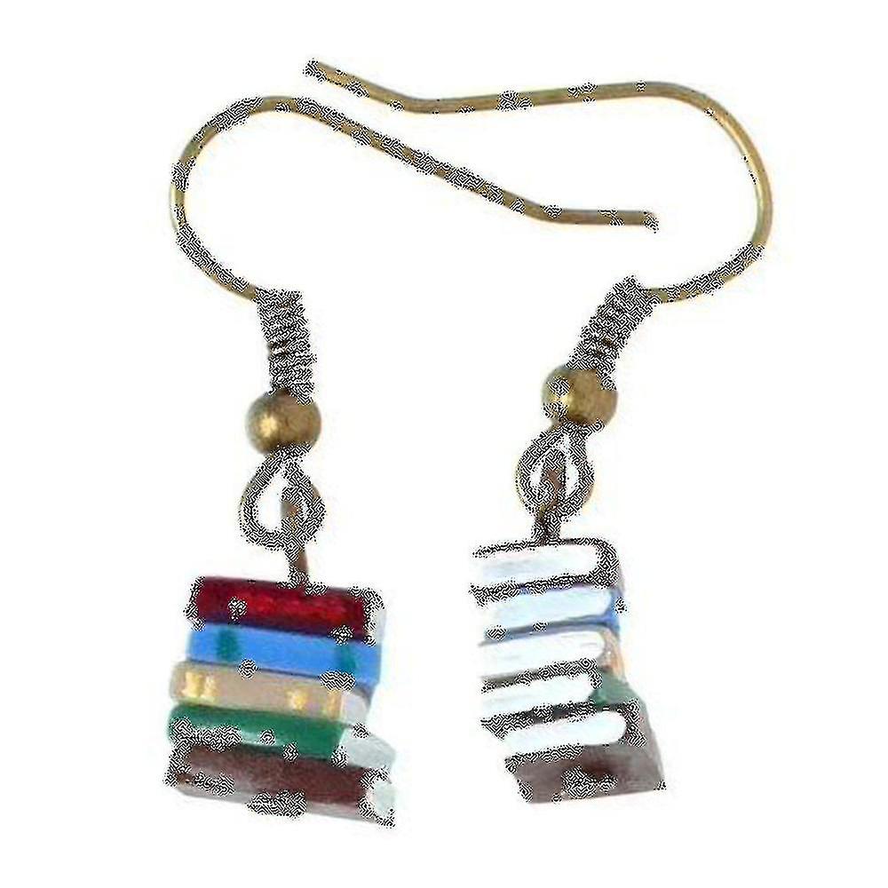 Stack Book Earrings Library Color Multicolor Book Pendant Earrings