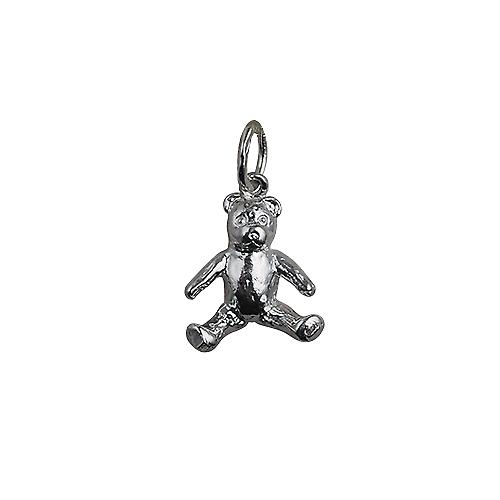 Silver 15x12mm sitting Teddy Bear Pendant or Charm