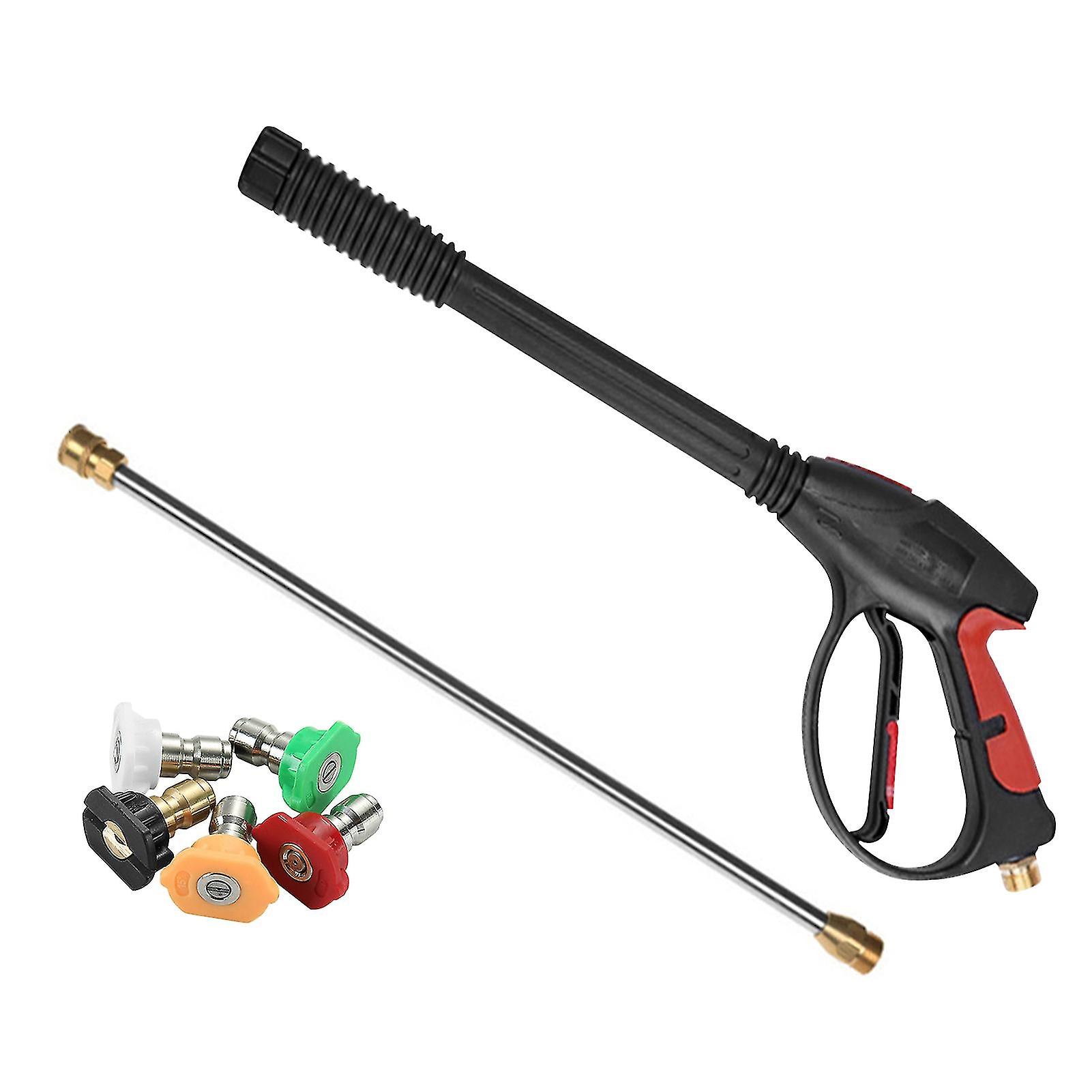 High Pressure Washer Gun With Extension Rod 5 Different Nozzles 4000 Psi Portable Handheld Car Washer M22 Water Inlet 1/4-inch Nozzle Connection Washi