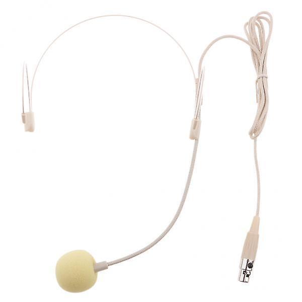 2xDouble Ear Hook Wired Headset Headworn Microphone Beige XLR 4Pin