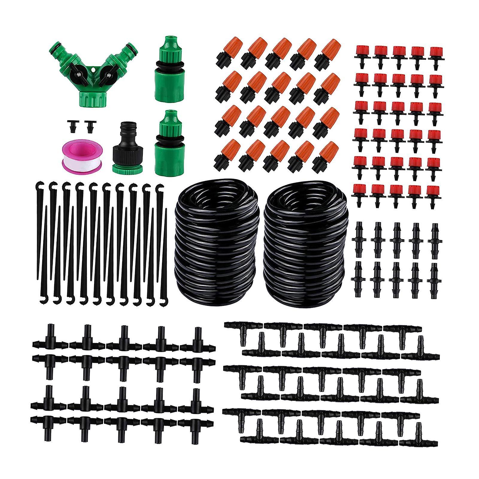 30M Drip Irrigation Automatic Micro Irrigation Set Barbed Fittings DIY
