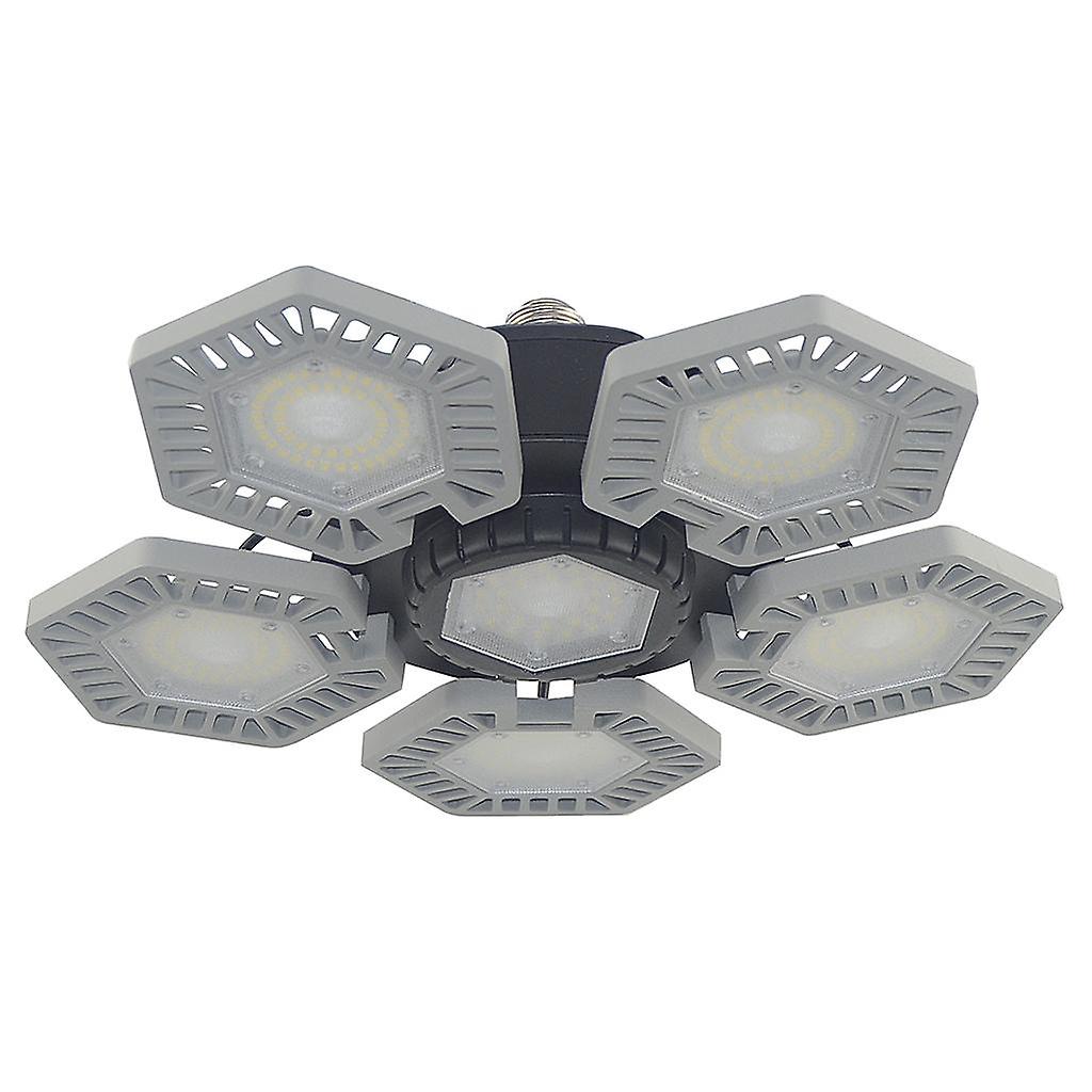 Folding Deformable LED Garage Ceiling Lights Bulb E27 6 Panels 160W Grey