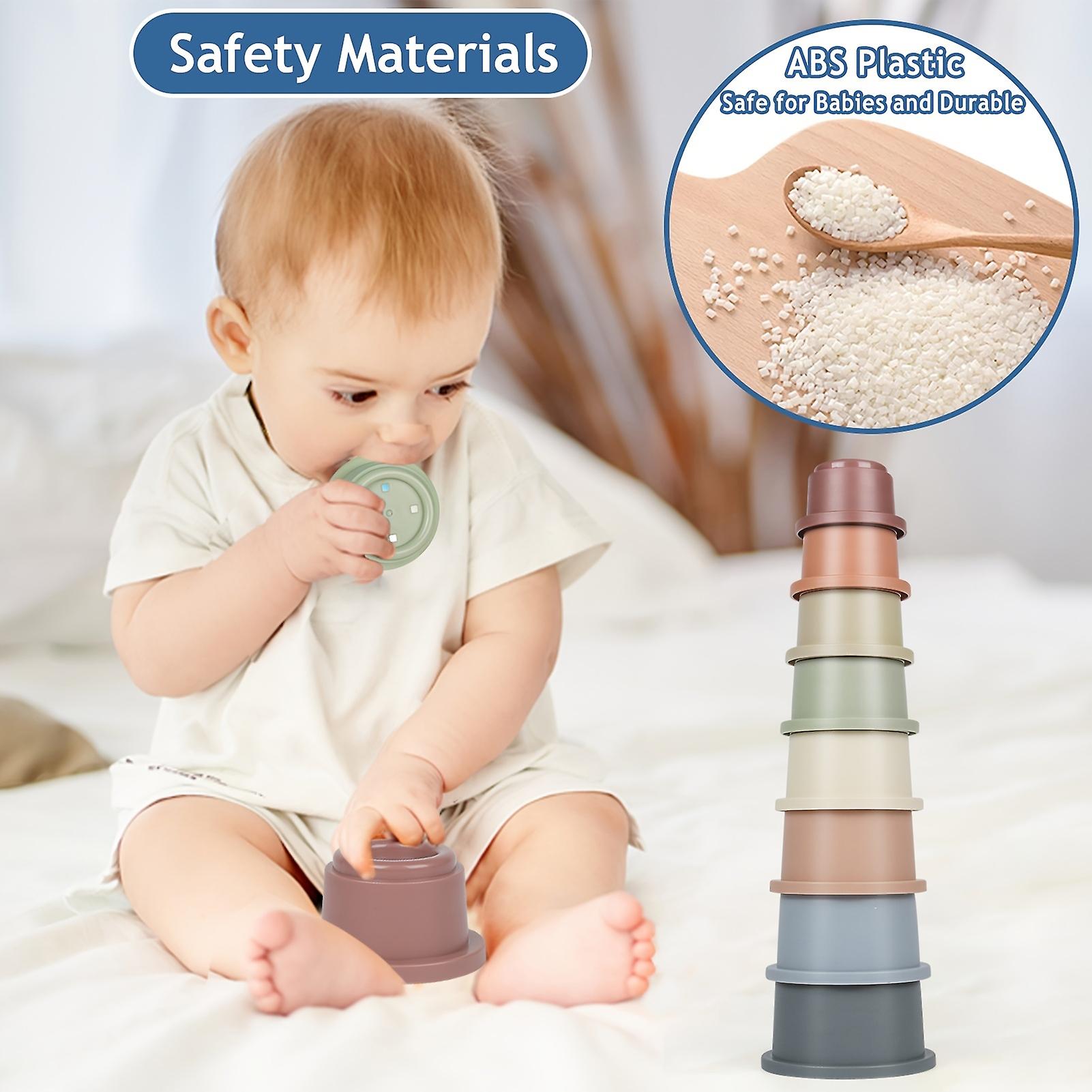 Baby Stacking Cups Bath Toy For Toddlers 1-3 8pcs Stackable Nesting Cups Water Pool Tub Toy For 6-12 Months Infant Early Educational Develop Montessor