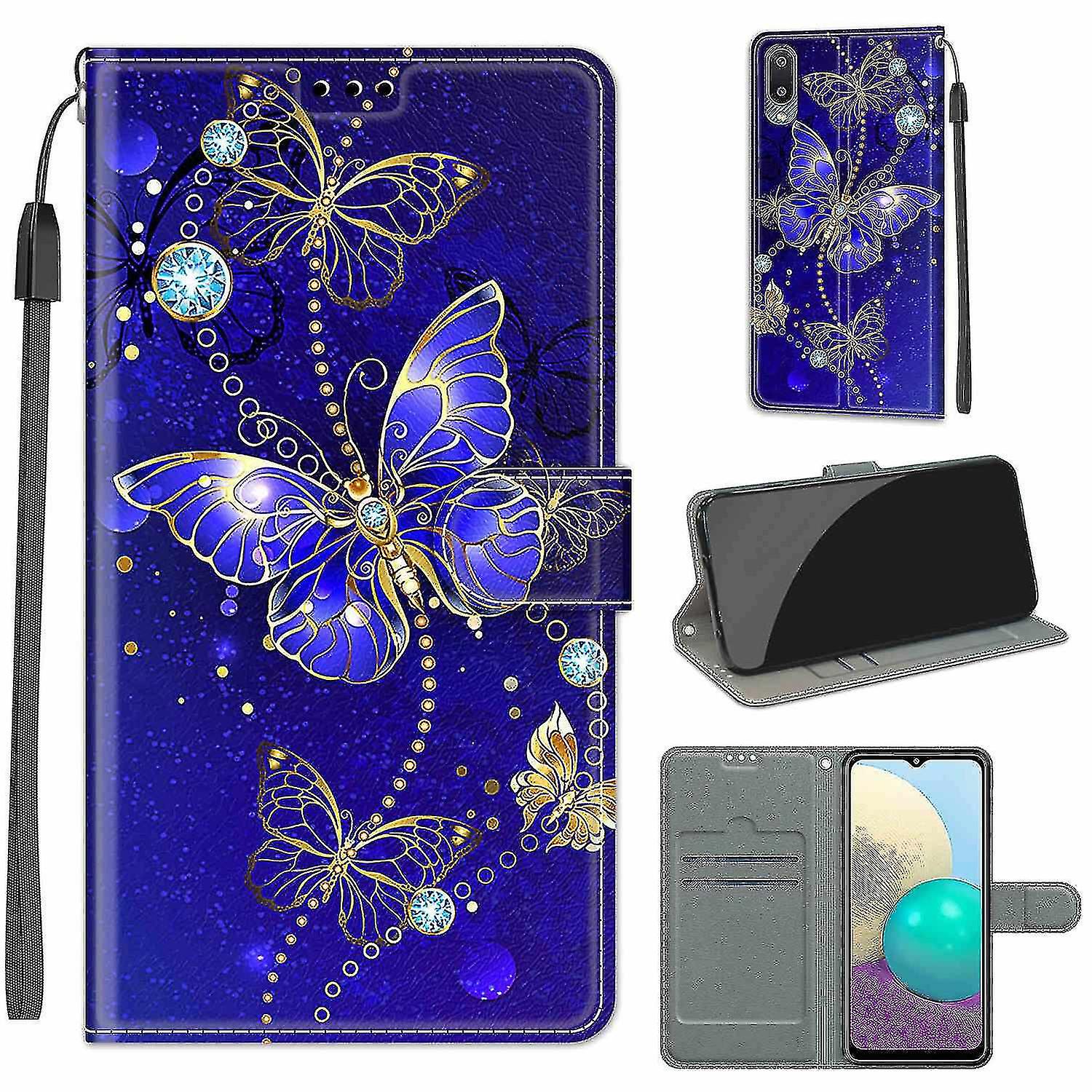 Compatible With Samsung Galaxy M02 Blue Butterfly Mobile Case