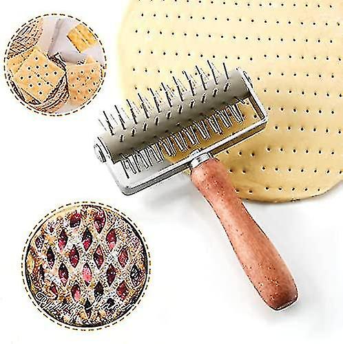 Stainless Steel Dough Docker, Time-saver Pizza Dough Roller Docker With Wood Handle, Pizza Bread Pin Puncher Pizza Wheel For Pizza Cookie Cake Pie Pas