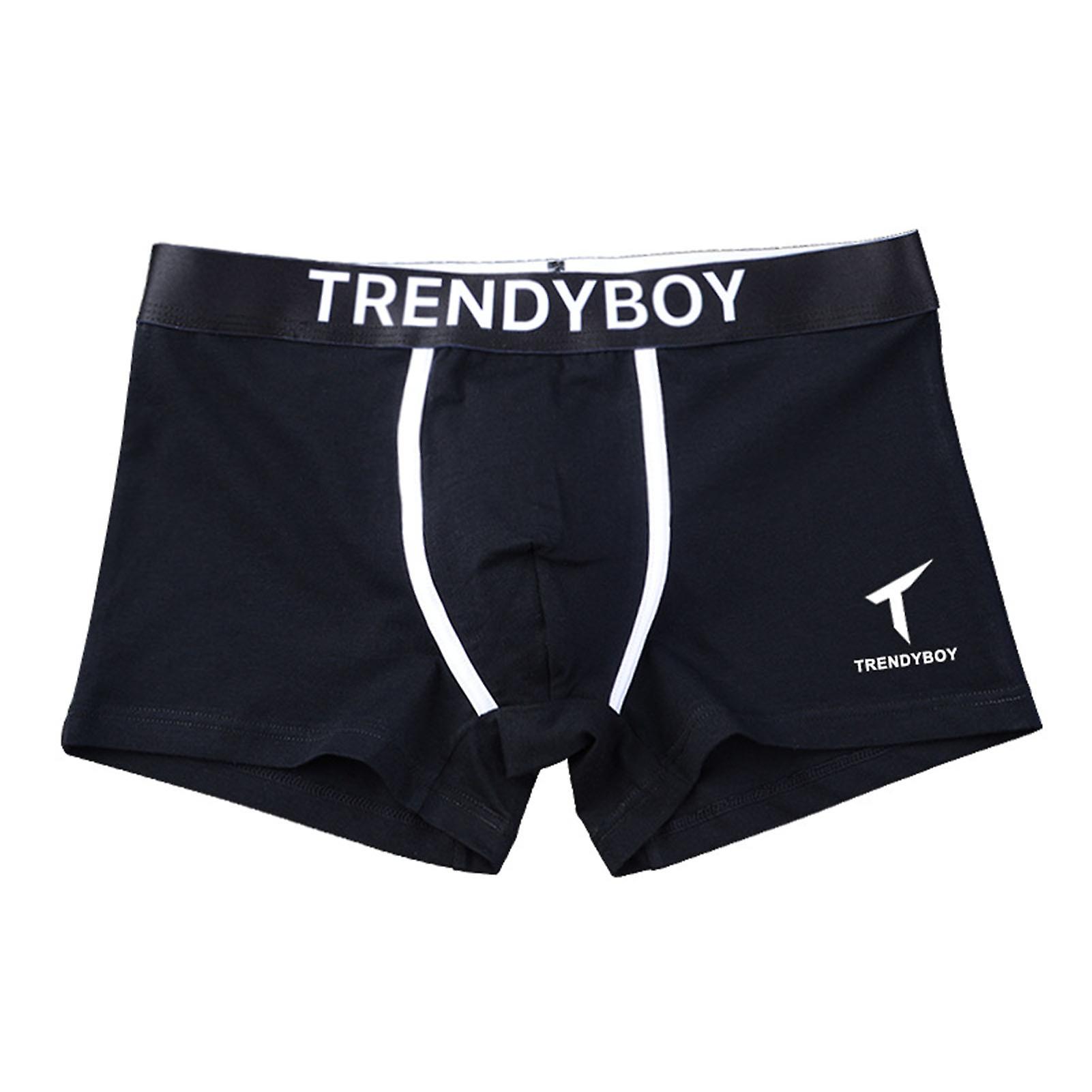 Men Summer Boxers Letter Print Contrast Color Mid Waist Elastic Breathable Anti-septic No Constraint U Convex Male Underpants Male Inner Wear Clothes