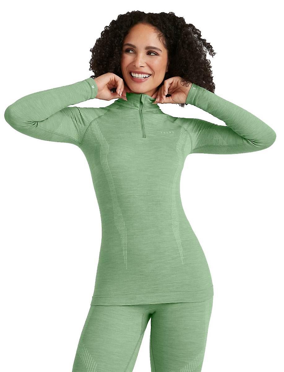 Falke Long Sleeve Zip Wool Tech Shirt - Quiet Green
