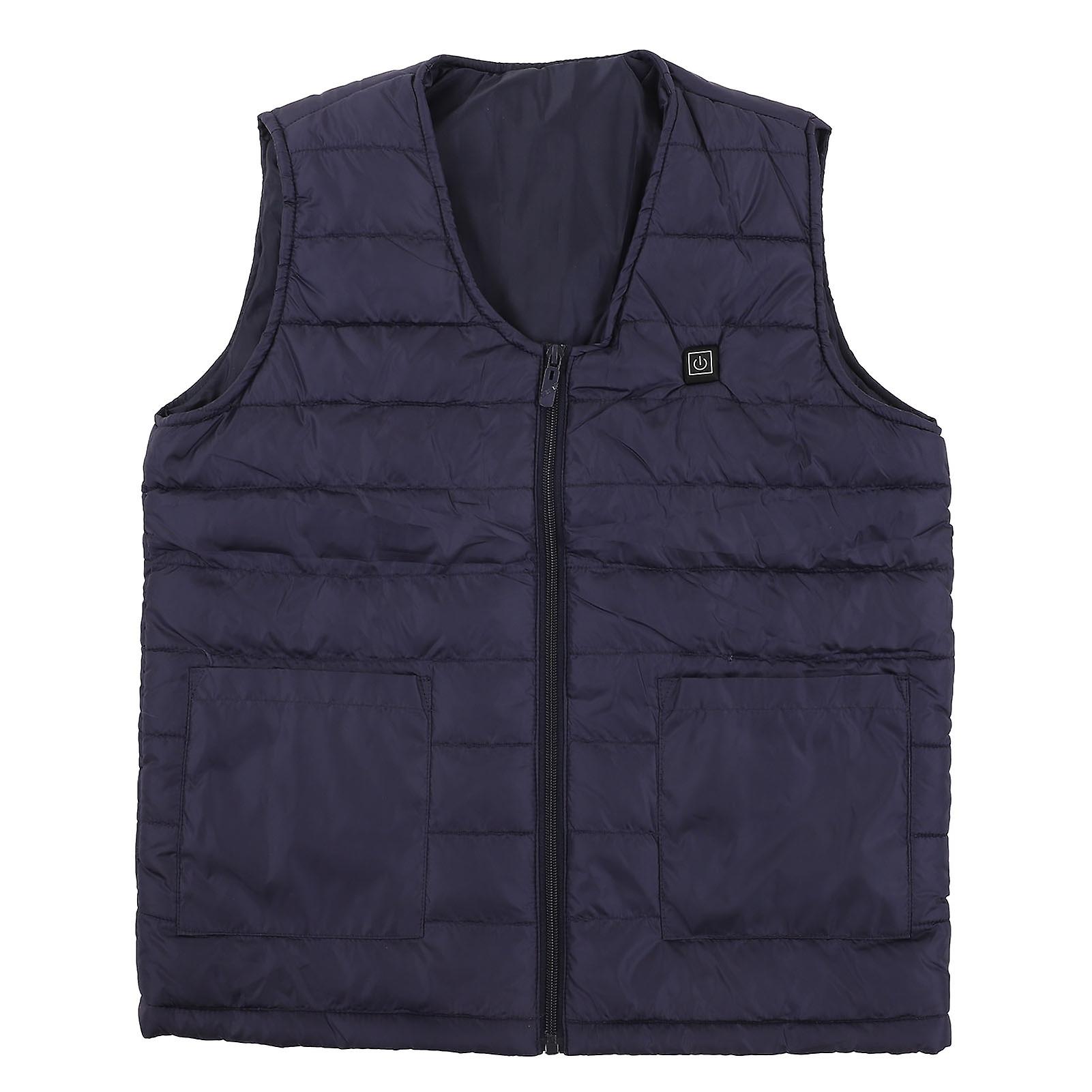 Heated Vest V Neck Smart Constant Temperature Breathable Warm Heating Vest for Winter Royalblue L