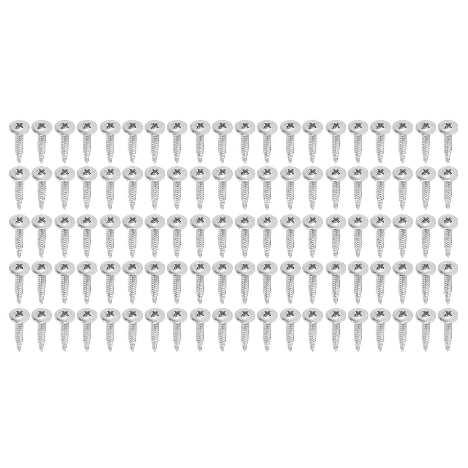 100Pcs Self Tapping Screws Fast Cross 410 Stainless Steel Round Washer Head Fastening Hardware 4.2x32mm
