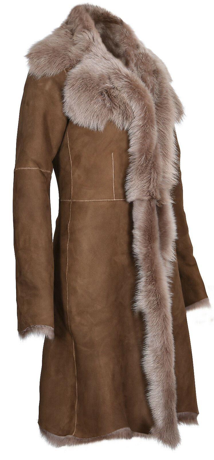 Infinity Leather Women's Tan Beaver Toscana Sheepskin Leather Suede Jacket Large